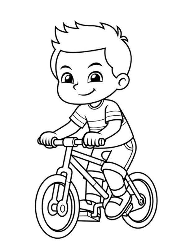Dibujo de chico en la bicicleta para Colorear