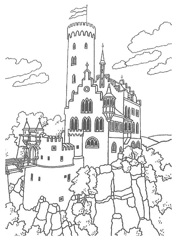 Dibujo de Castillo de Lichtenstein para Colorear