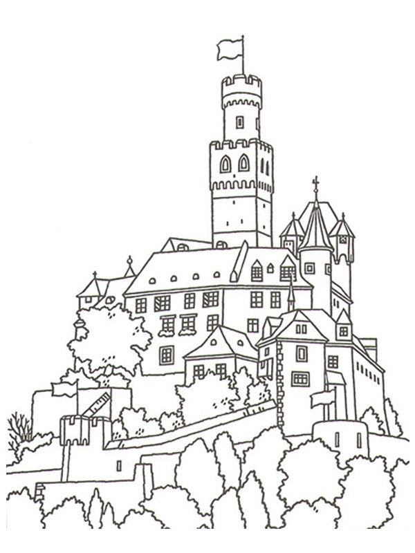 Dibujo de Castillo Marksburg para Colorear Dibujo de Castillo Marksburg para Colorear
