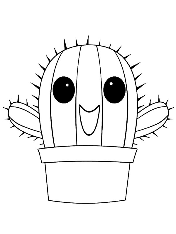 Dibujo de Cactus kawaii para Colorear Dibujo de Cactus kawaii para Colorear
