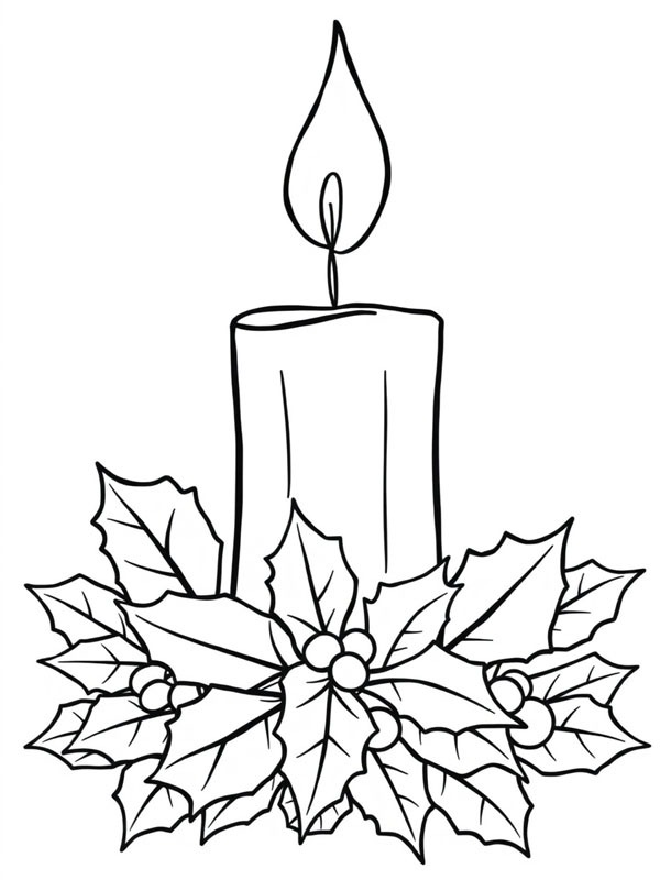 Dibujo de Vela navideña para Colorear Dibujo de Vela navideña para Colorear