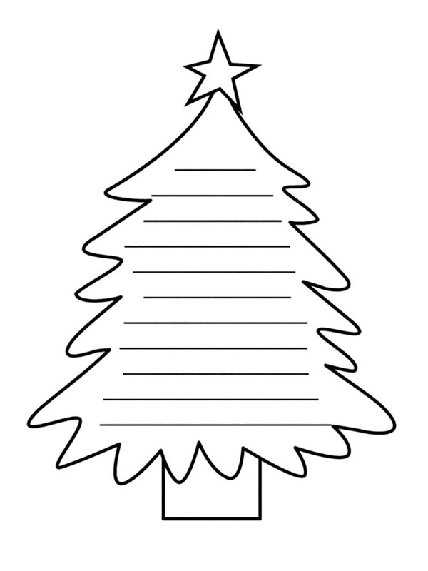 Dibujo de Tarjeta de Navidad del árbol de Navidad para Colorear