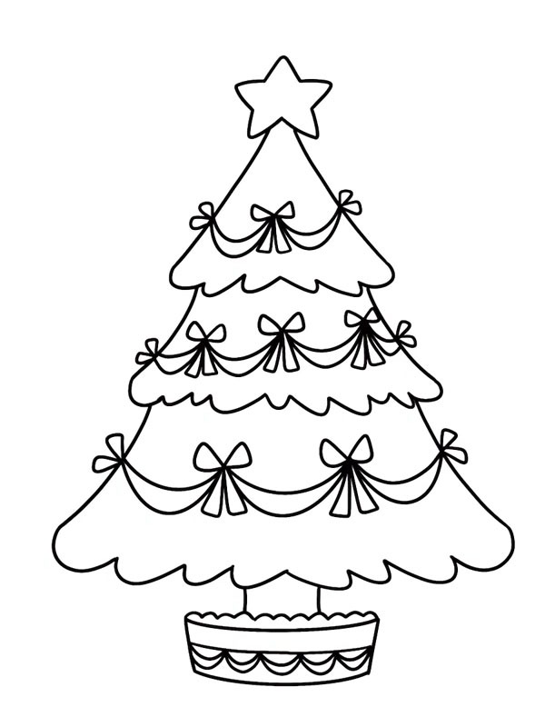 Dibujo de Árbol de Navidad con lazos para Colorear Dibujo de Árbol de Navidad con lazos para Colorear