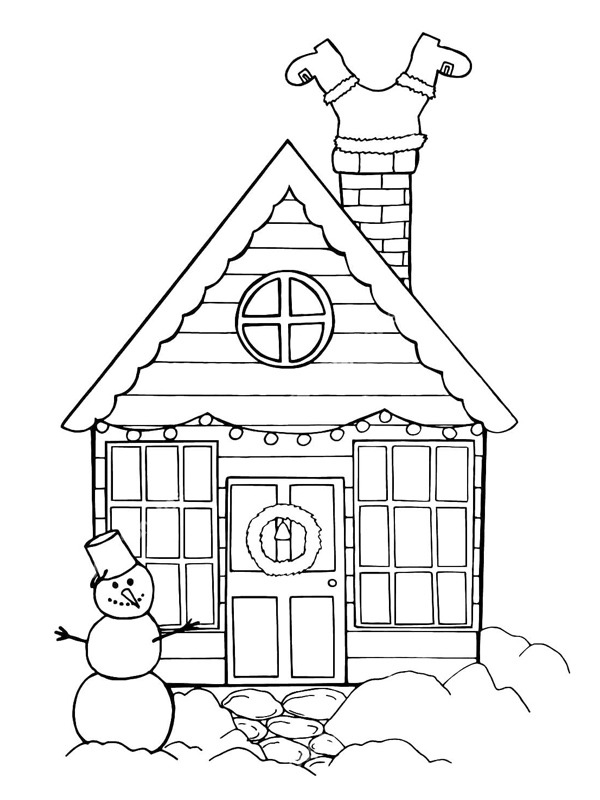 Dibujo de Casa de navidad para Colorear