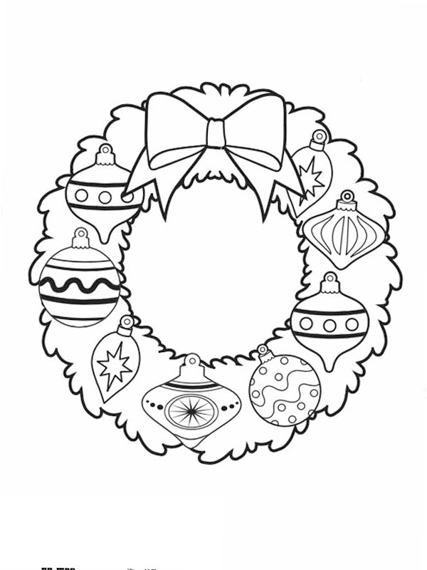 Dibujo de Corona de Navidad para Colorear Dibujo de Corona de Navidad para Colorear