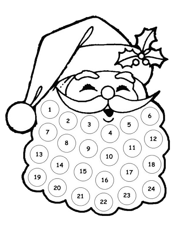 Dibujo de Calendario de Adviento de Papá Noel para Colorear Dibujo de Calendario de Adviento de Papá Noel para Colorear