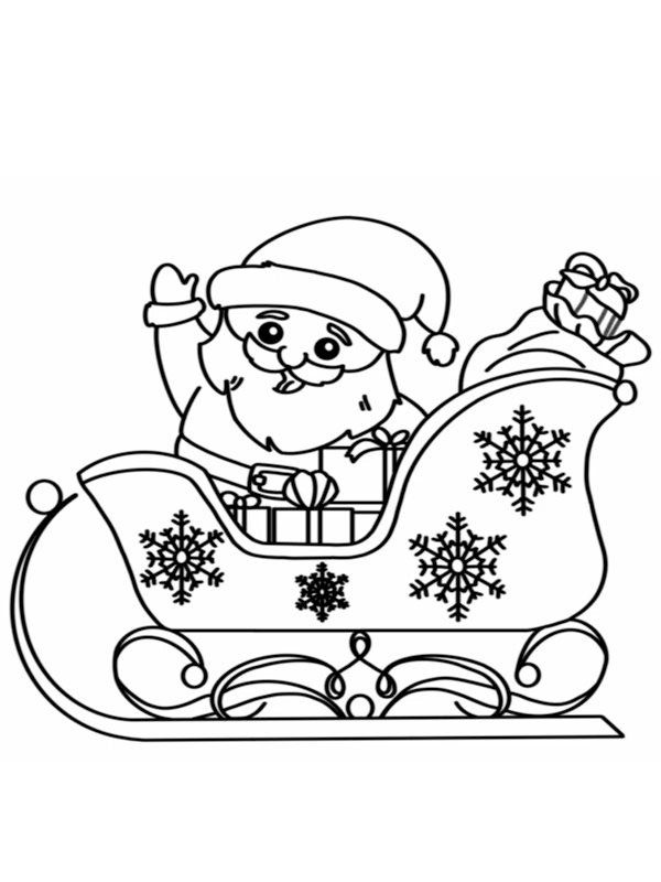 Dibujo de Papá Noel en trineo para Colorear Dibujo de Papá Noel en trineo para Colorear