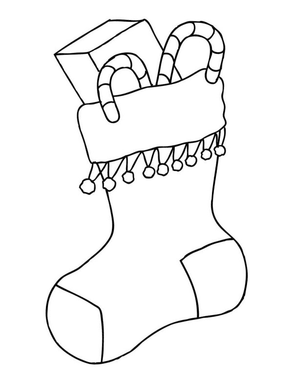 Dibujo de Calcetín navideño con regalos. para Colorear Dibujo de Calcetín navideño con regalos. para Colorear