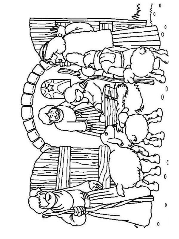 Dibujo de Escena de Navidad para Colorear Dibujo de Escena de Navidad para Colorear