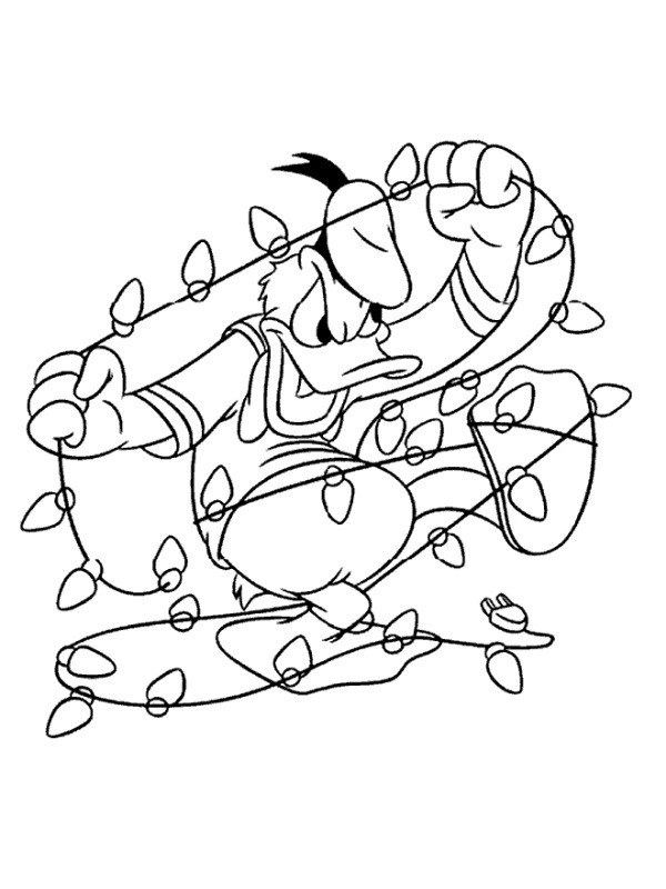 Dibujo de Decoración navideña con el pato donald para Colorear Dibujo de Decoración navideña con el pato donald para Colorear