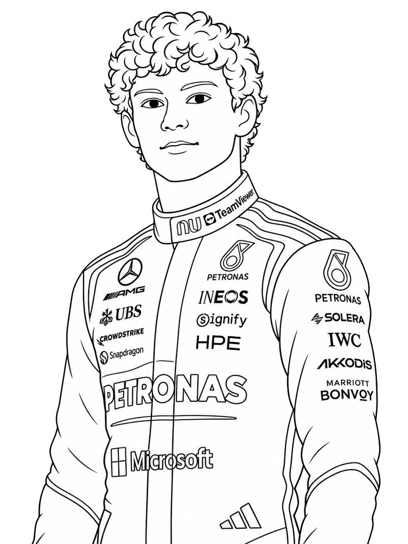 Dibujo de Kimi Antonelli para Colorear Dibujo de Kimi Antonelli para Colorear