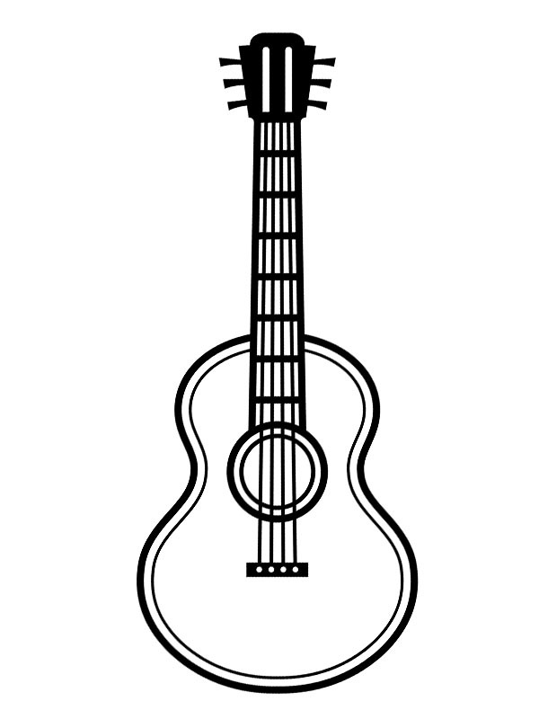 Dibujo de Guitarra Acústica para Colorear Dibujo de Guitarra Acústica para Colorear
