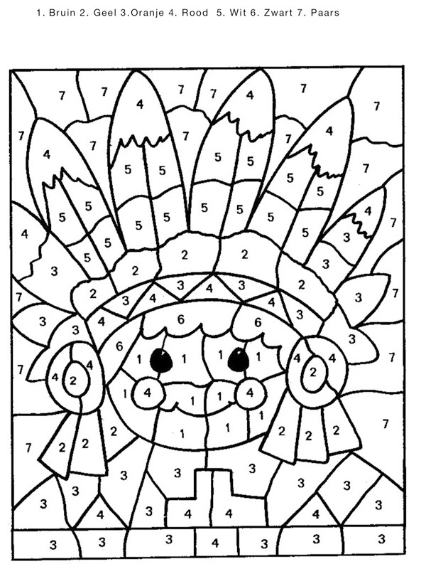 Dibujo de Colorear por número Indio para Colorear