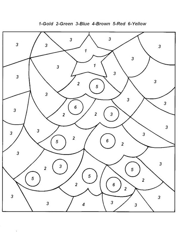 Dibujo de Colorea el árbol de Navidad por números para Colorear