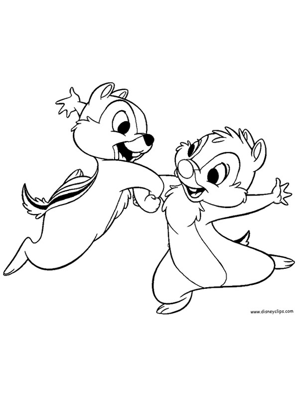 Dibujo de Chip y Chop bailando para Colorear Dibujo de Chip y Chop bailando para Colorear