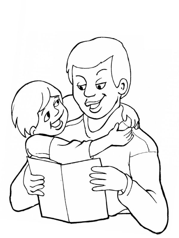 Dibujo de Acurrucarse con papá para Colorear Dibujo de Acurrucarse con papá para Colorear