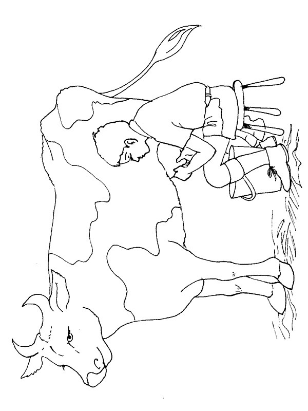 Dibujo de ordeño de vacas para Colorear Dibujo de ordeño de vacas para Colorear