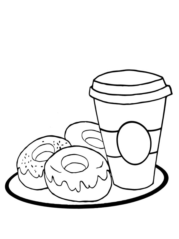 Dibujo de Café y donut para Colorear