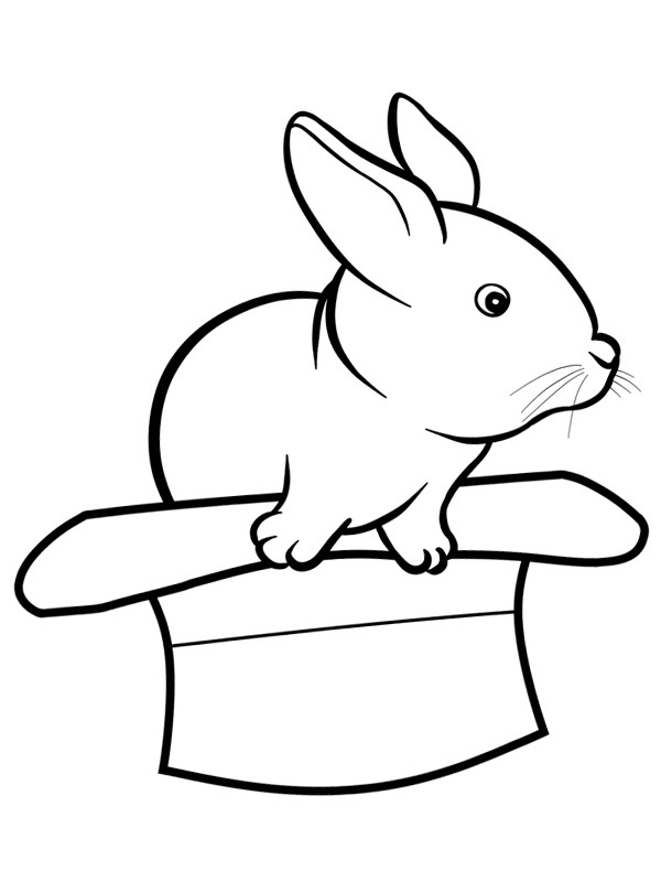 Dibujo de Conejo en el sombrero para Colorear Dibujo de Conejo en el sombrero para Colorear
