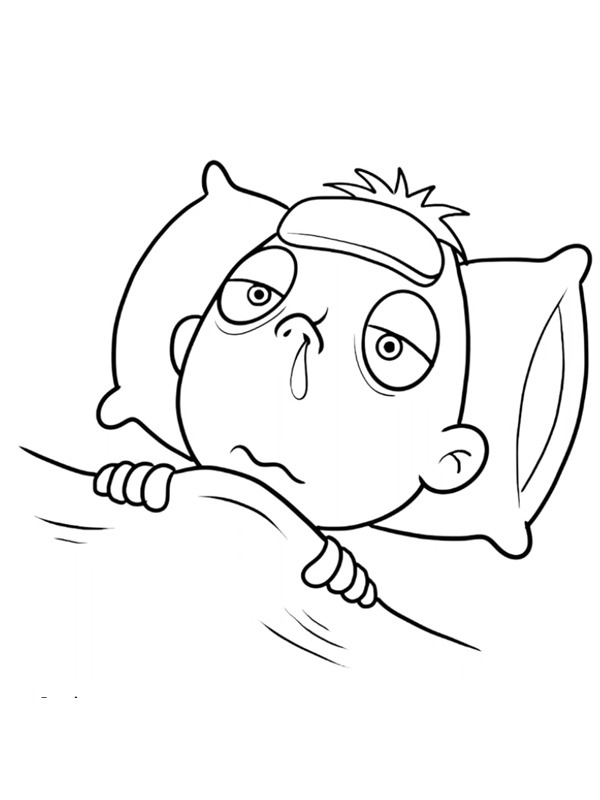 Dibujo de Ni&ntilde;o con gripe para Colorear