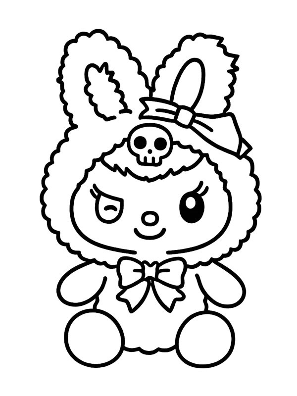 Dibujo de Kuromi conejo de nieve para Colorear Dibujo de Kuromi conejo de nieve para Colorear