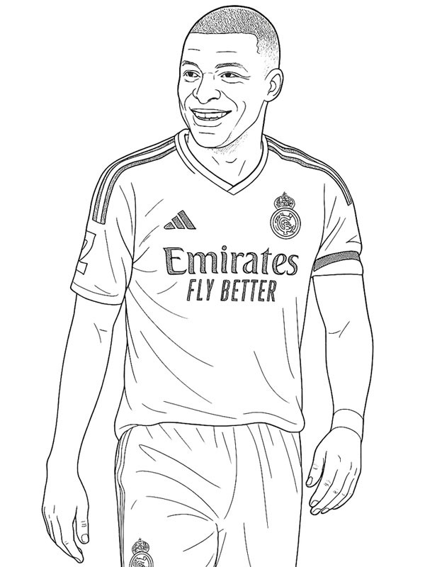 Dibujo de Kylian Mbappé para Colorear Dibujo de Kylian Mbappé para Colorear