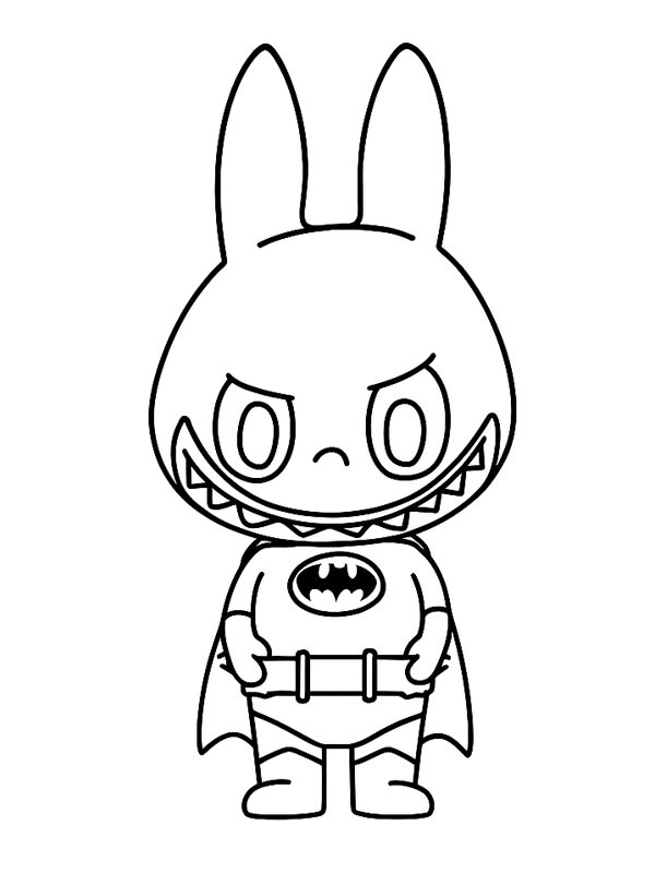 Dibujo de Labubu Batman para Colorear Dibujo de Labubu Batman para Colorear