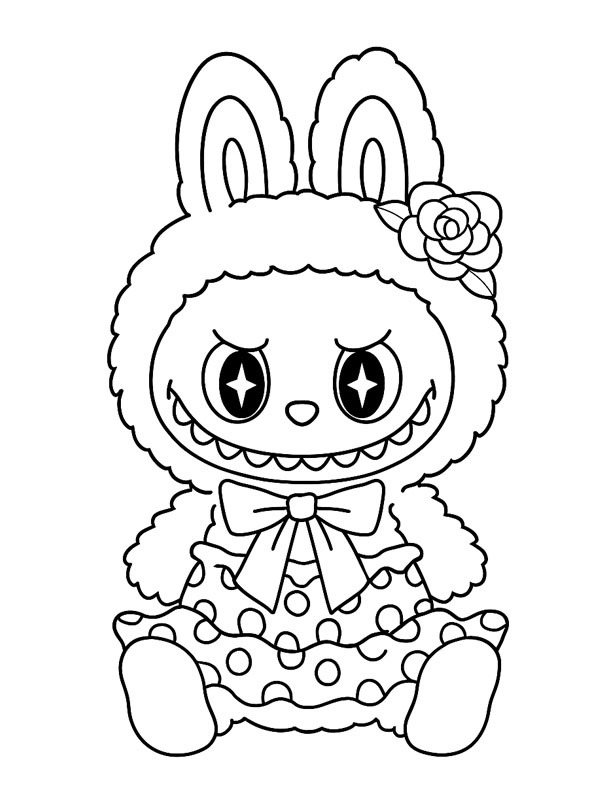 Dibujo de Labubu con vestido para Colorear Dibujo de Labubu con vestido para Colorear
