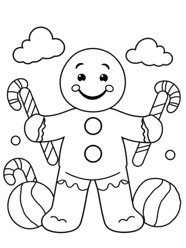 Dibujo de Hombre de jengibre sonriente para Colorear Dibujo de Hombre de jengibre sonriente para Colorear