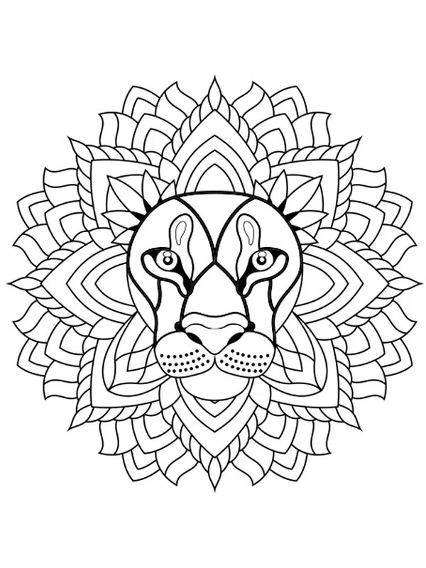 Dibujo de Mandala leon para Colorear