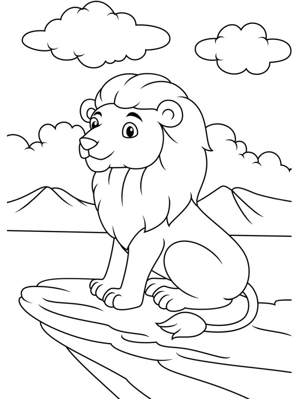 Dibujo de león en la roca para Colorear