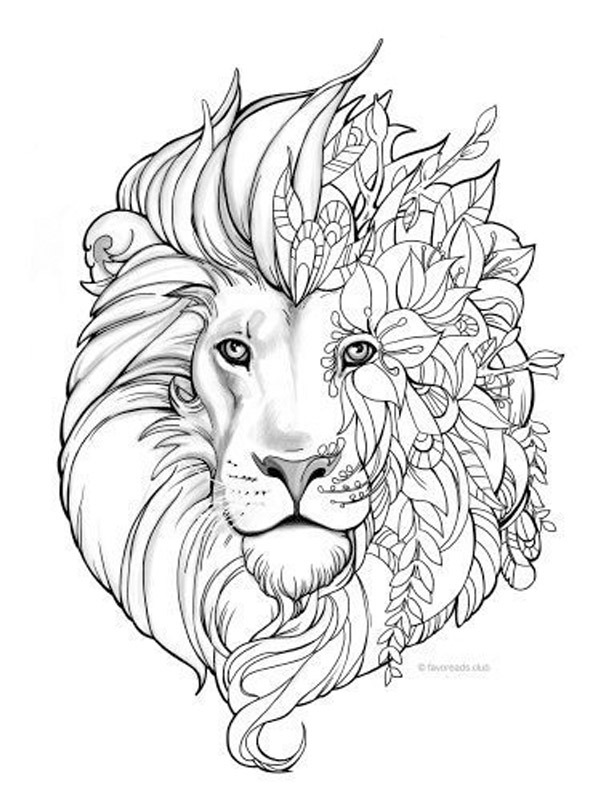 Dibujo de Tatuaje leon mandala para Colorear