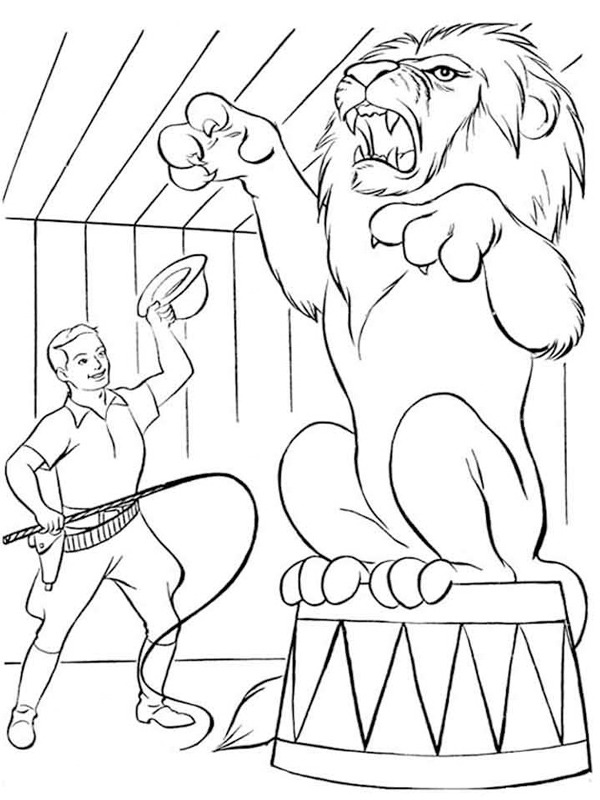 Dibujo de domador de león para Colorear