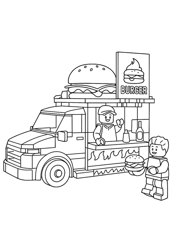 Dibujo de LEGO camión Hamburguesería para Colorear Dibujo de LEGO camión Hamburguesería para Colorear