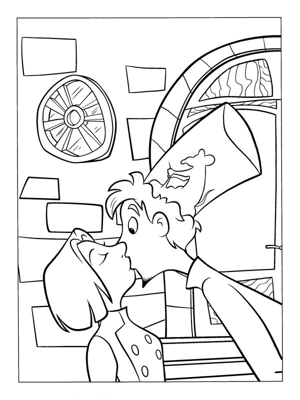 Dibujo de Linguini le da un beso a Colette para Colorear Dibujo de Linguini le da un beso a Colette para Colorear