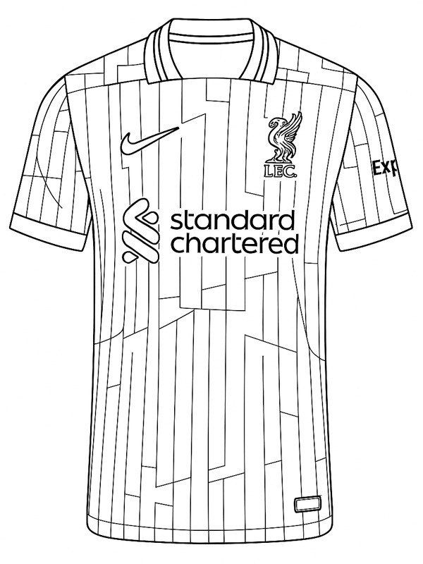 Dibujo de Camiseta del Liverpool para Colorear Dibujo de Camiseta del Liverpool para Colorear