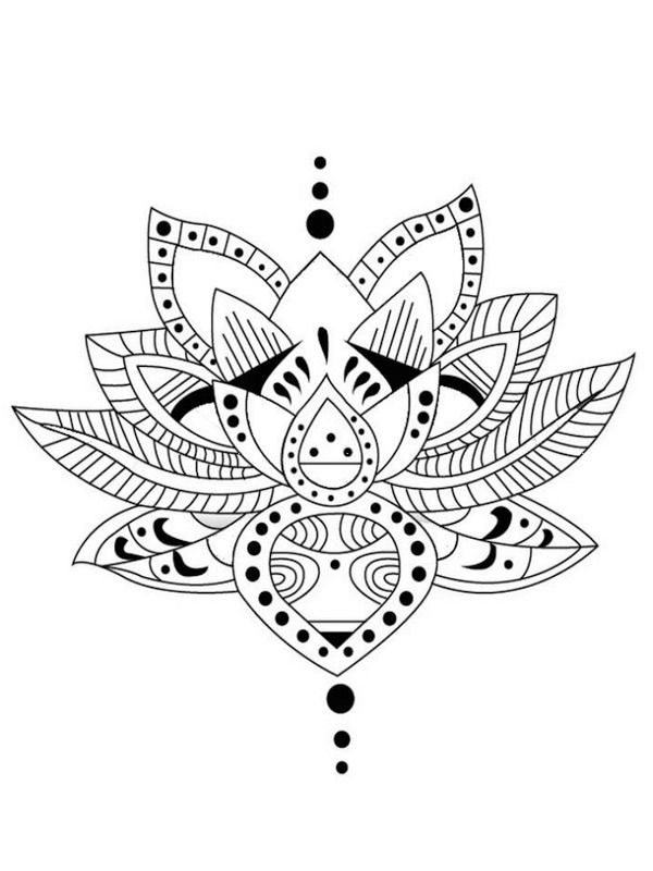 Dibujo de Flor de loto tatuaje para Colorear Dibujo de Flor de loto tatuaje para Colorear