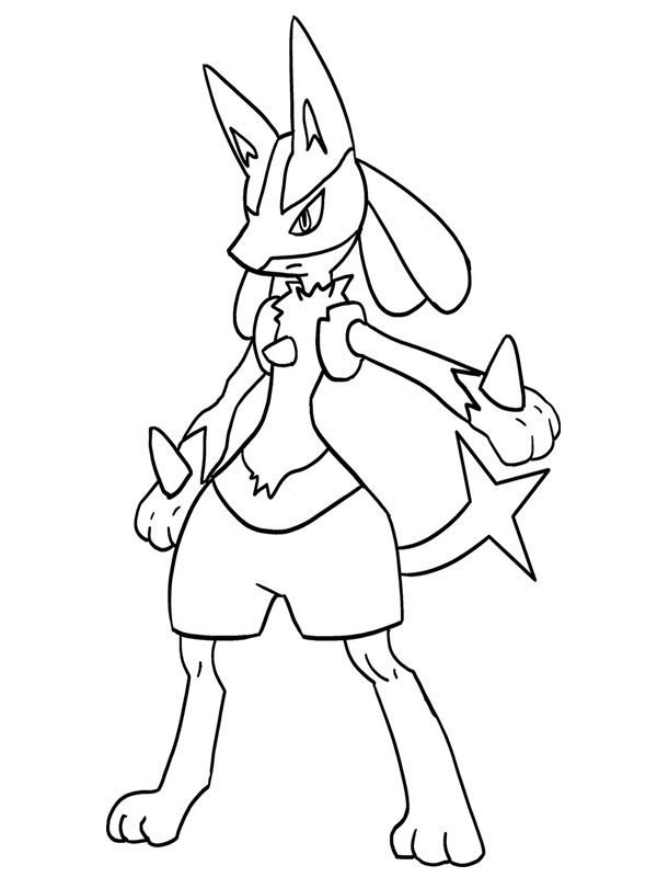 Dibujo de Lucario (Pokémon) para Colorear Dibujo de Lucario (Pokémon) para Colorear