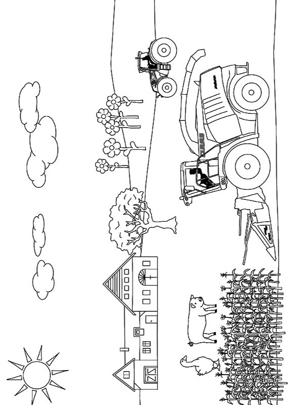 Dibujo de Picando/recogiendo maíz para Colorear Dibujo de Picando/recogiendo maíz para Colorear