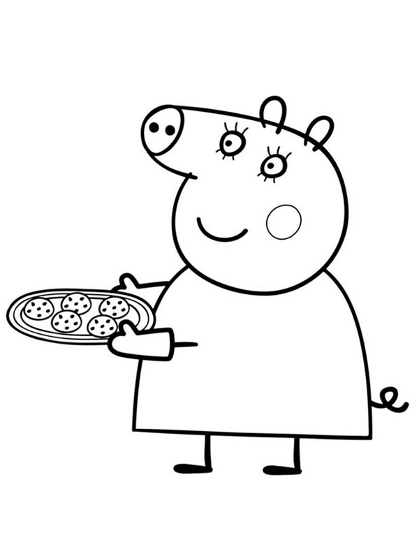 Dibujo de Mamá Cerda hornea galletas para Colorear Dibujo de Mamá Cerda hornea galletas para Colorear