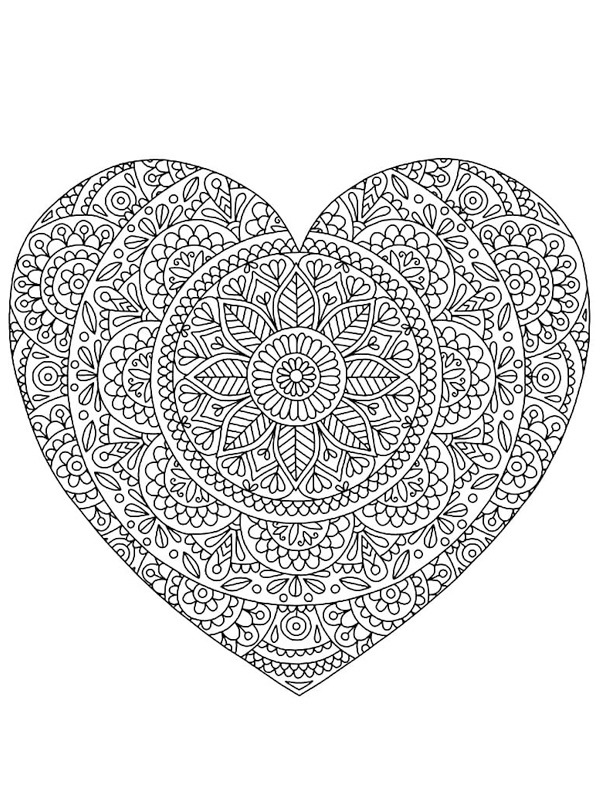 Dibujo de Mandala de Corazón para Colorear