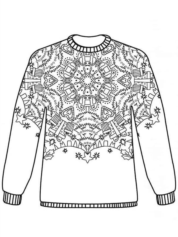 Dibujo de Mandala jersey de Navidad para Colorear Dibujo de Mandala jersey de Navidad para Colorear