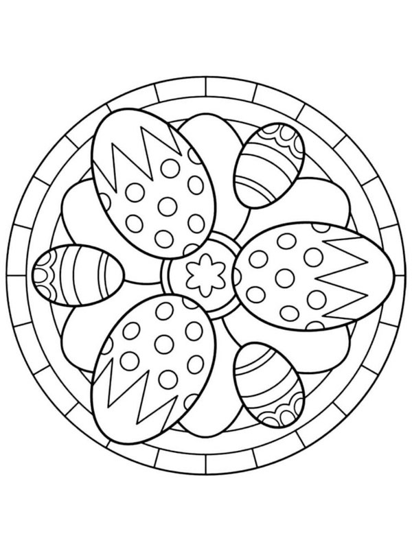 Dibujo de Mandala huevos de Pascua para Colorear Dibujo de Mandala huevos de Pascua para Colorear