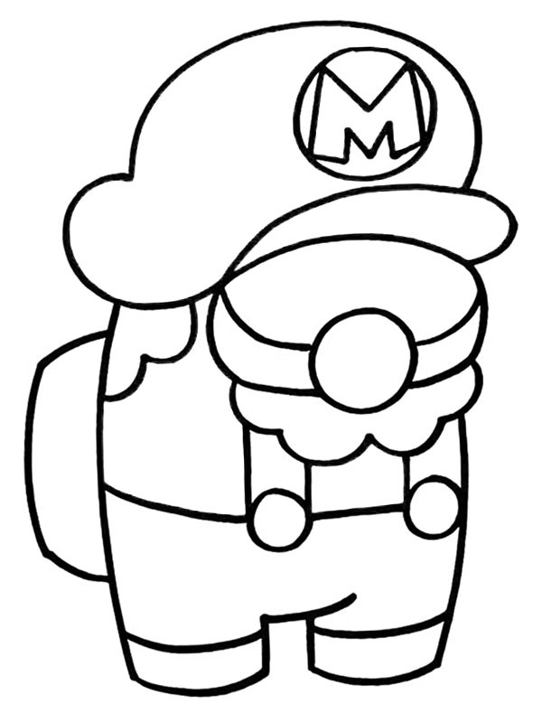 Dibujo de Mario Among Us para Colorear Dibujo de Mario Among Us para Colorear