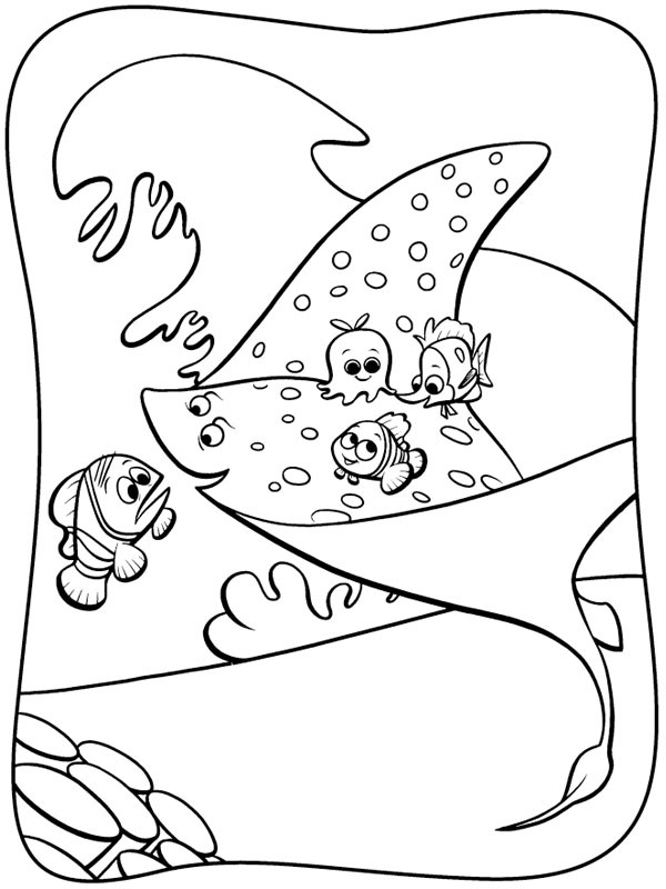 Dibujo de Marlin lleva a Nemo a la escuela para Colorear Dibujo de Marlin lleva a Nemo a la escuela para Colorear