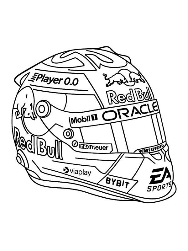 Dibujo de Casco de Max Verstappen para Colorear Dibujo de Casco de Max Verstappen para Colorear