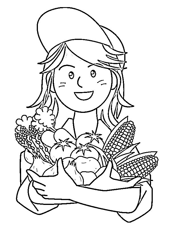 Dibujo de chica con vegetales para Colorear