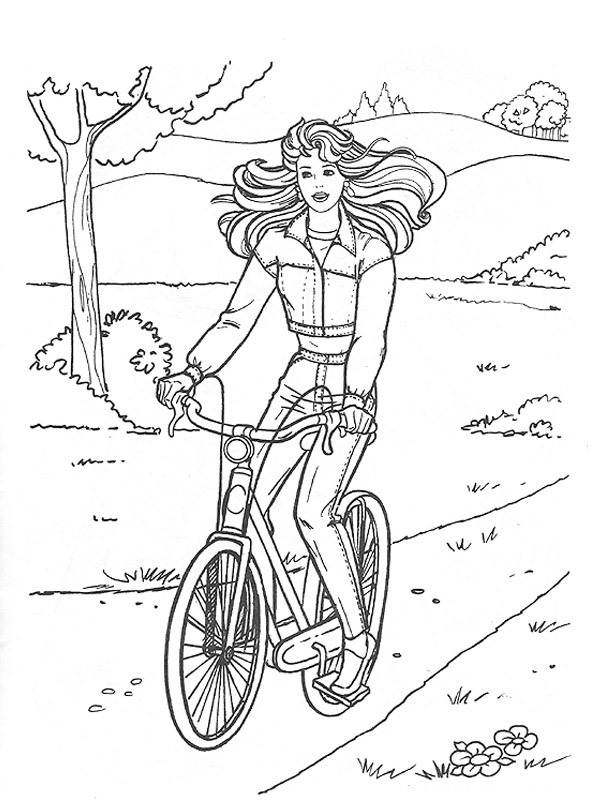 Dibujo de Chica en bicicleta para Colorear