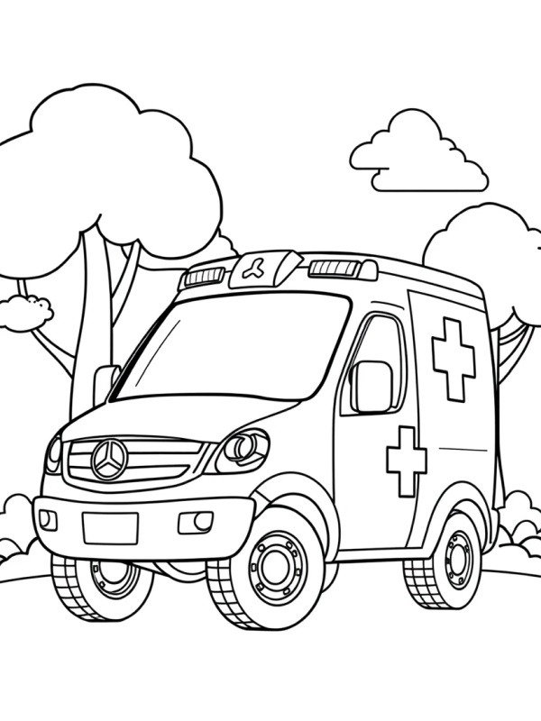 Dibujo de Ambulancia Mercedes para Colorear Dibujo de Ambulancia Mercedes para Colorear