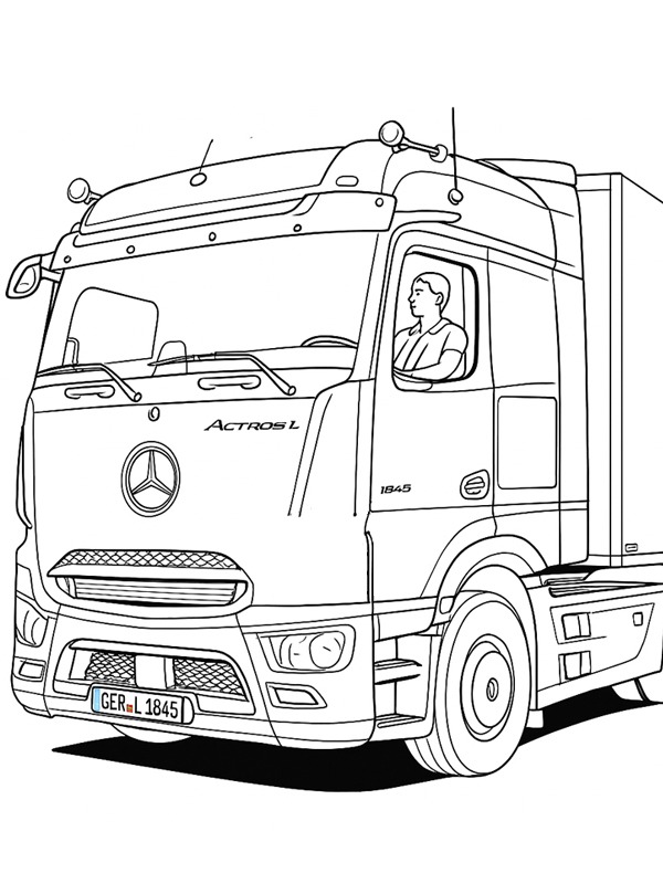 Dibujo de Mercedes-Benz Actros L para Colorear Dibujo de Mercedes-Benz Actros L para Colorear